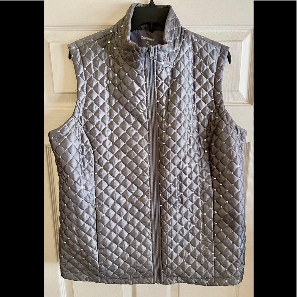 💎 Kim Rodgers Gray Sequined Puffer Vest 💎 *SOLD*